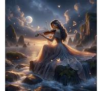 Puzzle 150 pièces pour Adulte,Jeune Fille au Violon dans Un Paysage 65x65 cm DIY De Puzzle,Divertissement créatif,Jeux éducatifs à défis Puzzles pour Toute la Famille