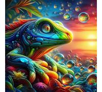 Puzzle 150 pièces pour Adulte,Lézard Abstrait 65x65 cm DIY De Puzzle,Divertissement créatif,Jeux éducatifs à défis Puzzles pour Toute la Famille