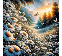 Puzzle 150 pièces pour Adulte,Papillon des Champs de Marguerites 65x65 cm DIY De Puzzle,Divertissement créatif,Jeux éducatifs à défis Puzzles pour Toute la Famille
