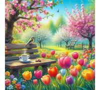 Puzzle 150 pièces pour Adulte,Parc Fleurs Arbres 65x65 cm DIY De Puzzle,Divertissement créatif,Jeux éducatifs à défis Puzzles pour Toute la Famille