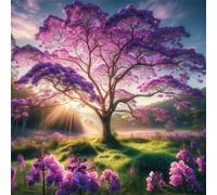 Puzzle 150 pièces pour Adulte,Paysage d'arbre Violet 65x65 cm DIY De Puzzle,Divertissement créatif,Jeux éducatifs à défis Puzzles pour Toute la Famille