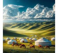 Puzzle 150 pièces pour Adulte,Prairies Vertes troupeaux de Chevaux 65x65 cm DIY De Puzzle,Divertissement créatif,Jeux éducatifs à défis Puzzles pour Toute la Famille