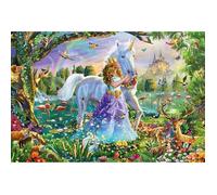 Puzzle 150 pièces : Princesse avec licorne et château