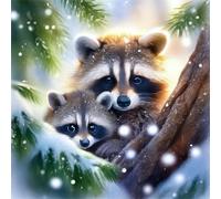 Puzzle 150 pièces Ratons laveurs d'hiver,Puzzles pour Adultes Jeux d'activités Familiales,Puzzle à Faire Soi-même pour Décoration Murale de la Maison