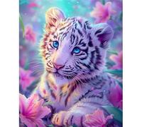 Puzzle 150 pièces Tigre à Fleurs Roses Puzzles pour Adultes Jeux d'activités Familiales,Puzzle à Faire Soi-même pour Décoration Murale de la Maison