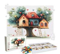 Puzzle 1500 Pieces Abstrait cabane dans Les Arbres - Grand Puzzles Bois - Puzzle 1500 Pièces Adultes - Jeu D'Intelligence - Emballage Boîte - Découpe de Précision - Qualité Puzzles Coloré W3H-687