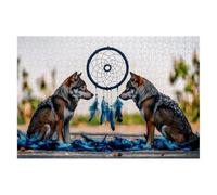 Puzzle 1500 Pieces Adultes Attrape-rêves Lot de Puzzle Loup pour Adultes 87x57cm Colorés Classique Supérieure éducatif Défi Jouets pour Cadeau Homme Défi Jouets Familial Cadeau Decoration Chambre J-13