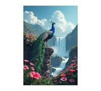 Puzzle 1500 Pieces Adultes Cascade Paon Fleuri, Défis Amusants Détente Créativité Puzzle Impossible, Puzzles pour Adultes 1500 Pièces 87 x 57 cm