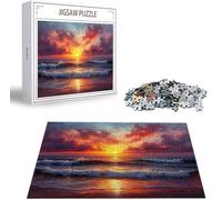 Puzzle 1500 Pièces Adultes Coucher de Soleil, Puzzle 1500 Pièces Parfaitement Imbriquées Lettres au Dos, Plage Jeu éducatif défi Joue Art Puzzles Classiques, pour Adultes Cadeau 87 x 57 cm B-2551