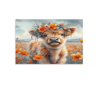 Puzzle 1500 pièces Adultes Couronne de Fleurs de Vache Mignonne Jeu éducatif Classique Puzzles, Jeu d'adresse pour Toute la Famille, Magnifique décoration Puzzle et Cadeaux 57x87cm