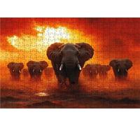 Puzzle 1500 Pieces Adultes éLéPhant, Puzzle 1500 Pièces Bois DIY Adulte Cloud, Puzzle Classiques Compact Box pour Tableau Decoration Murale Cadeau Femme 90 x 60cm RXPT-8776