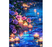 Puzzle 1500 Pièces Adultes Fleurs Bougies Rivières Puzzle Difficile et Stimulant Jeux éducatif Puzzles Classiques Puzzles 1500 Pièces Adultes Cadeau Stimulant 87 x 57 cm