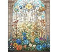Puzzle 1500 Pieces Adultes Fleurs Vitrail 87x57 cm, Examinez Les pièces, Découvrez Les Indices et Résolvez l'enquête, Puzzle Adulte 1500 Pièces