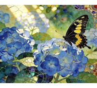 Puzzle 1500 pièces Adultes, Hortensia Bleu Puzzle Classiques 1500 pièces, 87x57cm Puzzles Impossible Difficile avec Poster, Magnifique Décoration Puzzle et Cadeaux Relaxant