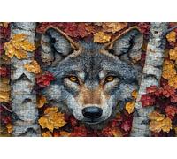 Puzzle 1500 Pieces Adultes Loup, Puzzle 1500 Pièces Bois DIY Adulte Abstrait, Puzzle Classiques Compact Box pour Tableau Decoration Murale Cadeau Femme 60 x 90 cm RXPT-8946