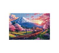 Puzzle 1500 Pieces Adultes Mont Fuji Puzzle 1500 Pieces Bois Fleurs de Cerisier, Puzzles Classiques pour Toute la Famille Réunie, Puzzles Adulte pour Printemps Decoration Murale 60x90 cm LZPT-03156