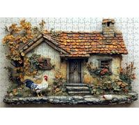 Puzzle 1500 Pieces Adultes Poulet, Puzzle 1500 Pièces Bois DIY Adulte Cabine, Puzzle Classiques Compact Box pour Tableau Decoration Murale Cadeau Femme 60x90 CM RXPT-10598