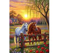 Puzzle 1500 Pièces Adultes Prairie Cheval du Soleil, 1500 pièces Puzzles pour Adultes Jeu éducatif Jouets Défi, Décoration de la Maison, Cadeaux de Vacances