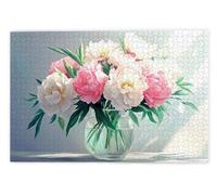 Puzzle 1500 Pièces Adultes, Puzzle Pivoine pour Adulte, Grand Puzzles Bois avec Boite Cadeau, Jeu de Concentration pour Adultes, 1500 Pièces Puzzles pour Décoration Murale Maison, Cadeau Femme, S-98