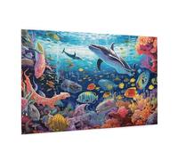 Puzzle 1500 Pièces Animal Puzzle Adultes Dauphin Motif avec Avec Boîte Cadeau, DIY Wooden Puzzl Enjoy Activités de défi Familial pour Tableau Decoration Murale, Cadeau Homme/Femme 87 x 57 cm -153Y