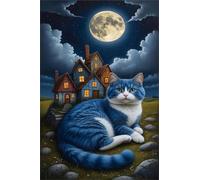 Puzzle 1500 Pieces Animaux Chats Lunaires, Jeux éducatif Défi Jouets Puzzles Classiques, Parfaitement Emboîtable Lettres au Dos, pour Vous Faciliter Le Travail pour Hommes Femmes Plus âgés 87 x 57 cm