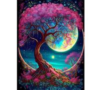 Puzzle 1500 pièces,Arbre Rose Lunaire Puzzl pour Adultes, Puzzles pour Adultes Jeu éducatif Défi Jouet, Jeu d'adresse pour Toute la Famille, Puzzle pour Adulte Enfants