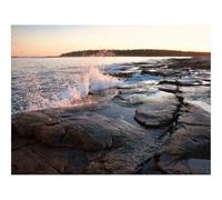 Puzzle 1500 Pièces, Artisanat Cadeau Famille Puzzle-Eau,embruns,Rivage,Pierres,Coucher de Soleil 87x57cm