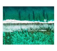 Puzzle 1500 Pièces,Bricolage Moderne Art Mural Cadeau-Océan,Surf,Vue aérienne,Rivage,Vague,Mousse 87x57cm