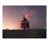 Puzzle 1500 Pièces,Bricolage Moderne Art Mural Cadeau-Phare,Bâtiment,Ciel étoilé,Étoiles,Nuit 87x57cm