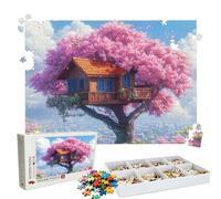 Puzzle 1500 Pieces cabane dans Les Arbres Fleurs Cerisier - Grand Puzzles Bois - Puzzle 1500 Pièces Adultes - Jeu D'Intelligence - Emballage Boîte - Découpe Précision - Qualité Puzzles Coloré W3H-295
