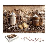 Puzzle 1500 Pièces Café, Puzzle 1500 Pièces pour Adultes et Enfants à Partir de 14 Ans, Brun Puzzles Bois avec Une Boîte d'emballage Exquise, Décoration Murale, Idee Cadeau Femme, Cadeau Homme, -5562