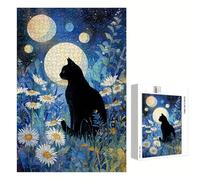 Puzzle 1500 Pièces - Chat & Marguerite - Puzzle en Bois Durable avec Lettres au Dos - Jeu sans Poussière avec Affiche - Modèle pour Collectionneurs et 14 Ans et Plus (87 x 57 cm) P3#856