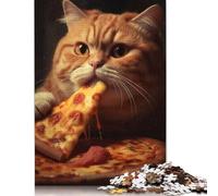 Puzzle 1500 pièces Chat Roux Mangeant Une Pizza pour Adultes, en Bois 100% recyclé, pour Femmes et Hommes, 1500 pièces (85 x 57 cm)