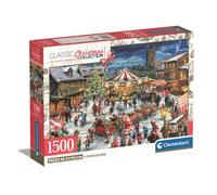 Puzzle 1500 pièces CLEMENTONI Classic Christmas Collection The Christmas Fair Noir et rouge