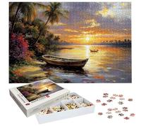 Puzzle 1500 Pièces Coucher de Soleil, Puzzle 1500 Pièces Adultes et Enfants, Puzzles Bois avec Une Boîte d'emballage Exquise, Jeu Éducatif Puzzles Bateau, Decoration Maison, Cadeau Femme Homme H-155