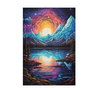 Puzzle 1500 Pieces Coucher de Soleil Puzzle Montagne 1500 Pièces Grand Adultes Difficile Jigsaw en Bois, Challenge Impossible Créatif Jeu pour Adulte, Decoration Maison, Cadeau Femme 87x57cm D-1344