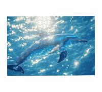 Puzzle 1500 Pieces Dauphin, Puzzle 1500 Pièces Adultes Animaux, Puzzles en Bois pour Adultes Jeux Educatifs, Puzzles avec Une Boîte d'emballage Exquise Cadeau Femme, Tableau Decoration Murale -2522