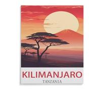 Puzzle 1500 pièces en Papier à Assembler, Affiche de Voyage Vintage du Kilimandjaro en Tanzanie, Jeux éducatifs pour Adultes - L454-57x87cm