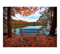 Puzzle 1500 Pièces - Encastrement Parfait-Banc,Automne,rivière 87x57cm