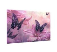 Puzzle 1500 Pièces Fleur Puzzle Adultes Papillon Motif avec Avec Boîte Cadeau, DIY Wooden Puzzl Enjoy Activités de défi Familial pour Tableau Decoration Murale, Cadeau Homme/Femme 87 x 57 cm -549Y