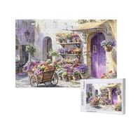 Puzzle 1500 Pièces Fleur Puzzle Rue Motifs, Puzzles Bois Adulte avec Boîte Cadeau, Loisirs Créatifs Adultes DIY Activite Manuelle, Cadeau Anniversaire Homme Femme, Décoration Intérieure, 87x57cm,p655t
