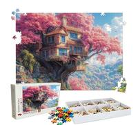 Puzzle 1500 Pieces Fleurs Cerisier cabane dans Les Arbres - Grand Puzzles Bois - Puzzle 1500 Pièces Adultes - Jeu D'Intelligence - Emballage Boîte - Découpe Précision - Qualité Puzzles Coloré W3H-426
