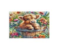 Puzzle 1500 pièces Jeux éducatif Défi Jouets Cadeaux Puzzles Classiques pour Adultes et Enfants à partir de 14 AnsVeau Mignon dans Un Panier 57x87cm