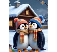 Puzzle 1500 pièces Lodge des Pingouins d'hiver Puzzles pour Adultes Jeux d'activités Familiales,Puzzle à Faire Soi-même pour Décoration Murale de la Maison