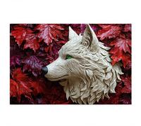 Puzzle 1500 Pieces Loup, Puzzle 1500 Pieces Adultes en Bois, Bricolage Jeu Éducatif avec Boite Cadeau pour Adultes, Bois Épais et Résistant, Puzzles pour Décor, Cadeau Femme, Thème: Feuilles G-53