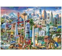 Puzzle 1500 Pieces Monuments et Symboles d'amerique du Nord - Collection USA, Etat-Unis - Adulte - Set Puzzle Premium + Carte