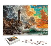 Puzzle 1500 Pièces Paysage, Puzzle 1500 Pièces pour Adultes et Enfants à Partir de 14 Ans, Phare Puzzles Bois avec Une Boîte d'emballage Exquise, Puzzles pour Décoration Murale, Cadeau Femme, -5560
