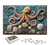 Puzzle 1500 Pièces Pieuvre, Puzzle 1500 Pièces pour Adultes et Enfants à Partir de 14 Ans, Animaux Puzzles Bois avec Une Boîte d'emballage Exquise, Puzzles pour Décoration Murale, Cadeau Femme, -6630