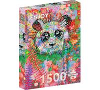 Puzzle 1500 pièces pour Adultes - Panda caché dans des Fleurs et Plantes néon | Finition Mate antireflet | Puzzle Amusant et exigeant | 85 x 60 cm | Cadeau Original | Enjoy