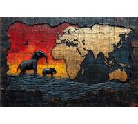 Puzzle 1500 Pieces, Puzzle Adultes 1500 Pièces éLéPhant, Puzzles Classiques Bois 60x90 CM Carte du Monde, Exquisite Papierboxverpackung, Tragbarer Netzbeutel Geeignet für Die ganze Familie RXPT-10339